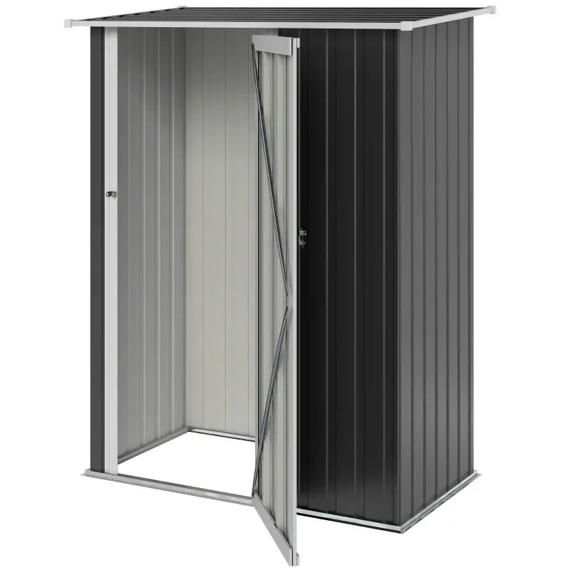 Outsunny 5ft x 3ft Garden Storage Shed, Galvanised Outdoor Metal Shed Waterproof with Sloped Roof, Lockable Door for Patio Tools, Equipment, Grey