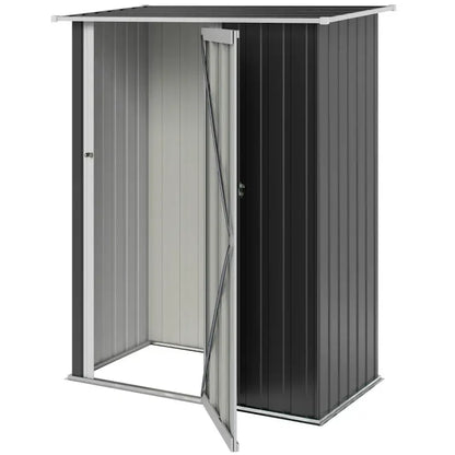 Outsunny 5ft x 3ft Garden Storage Shed, Galvanised Outdoor Metal Shed Waterproof with Sloped Roof, Lockable Door for Patio Tools, Equipment, Grey