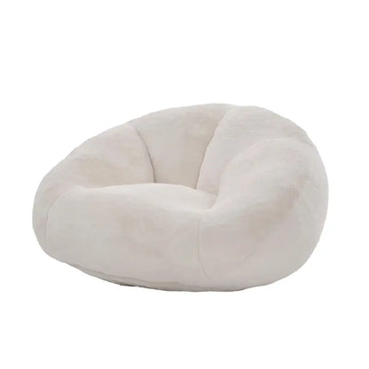 Shell-Shaped Bean Bag Chair with High-Rebound Memory Foam Filling, Ergonomic Floor Lounger with Faux Fur Removable Cover, 100L x 90W x 57H cm, Beige