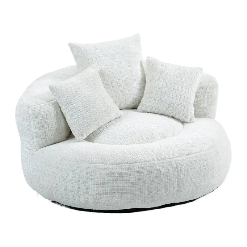 Lazy Sofa Bean Bag Chair with Memory Foam and Chenille Fabric, High Back Design with Three Pillows, 108L x 108W x 52H cm, Beige