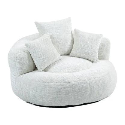 Lazy Sofa Bean Bag Chair with Memory Foam and Chenille Fabric, High Back Design with Three Pillows, 108L x 108W x 52H cm, Beige