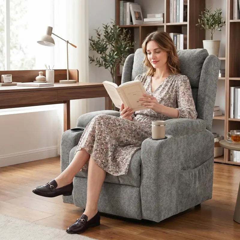 HOMCOM Power Lift Recliner Chair with Vibration Massage and Heat, Chenille Riser and Recliner Armchair for Elderly, Grey