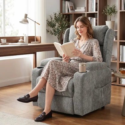 HOMCOM Power Lift Recliner Chair with Vibration Massage and Heat, Chenille Riser and Recliner Armchair for Elderly, Grey