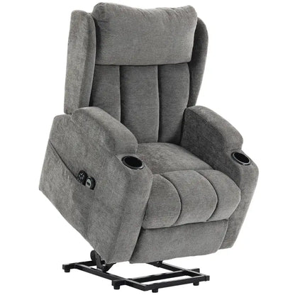 HOMCOM Power Lift Recliner Chair with Vibration Massage and Heat, Chenille Riser and Recliner Armchair for Elderly, Grey