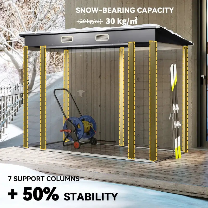 Outsunny 3.7 x 7.9ft Galvanised Steel Shed, with Latched Door and Padlock - Grey