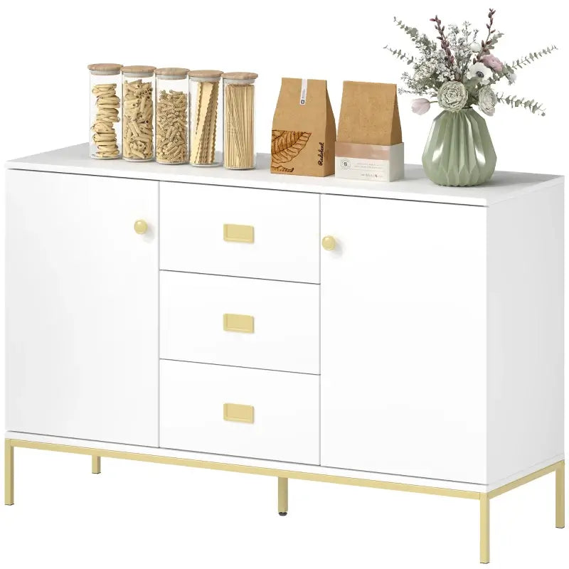HOMCOM Modern White and Gold Sideboard