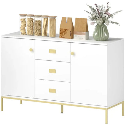 HOMCOM Modern White and Gold Sideboard