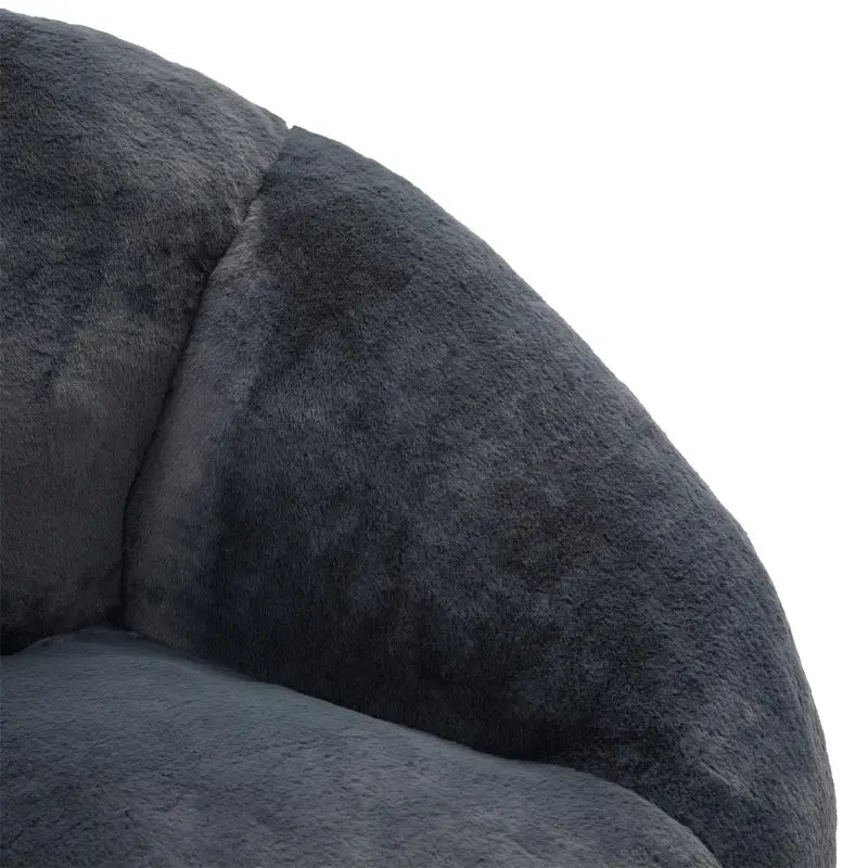 Shell-Shaped Bean Bag Chair with High-Rebound Memory Foam Filling, Ergonomic Floor Lounger with Faux Fur Removable Cover, 100L x 90W x 57H cm, Black
