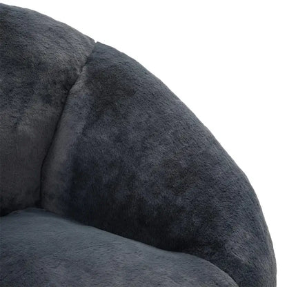 Shell-Shaped Bean Bag Chair with High-Rebound Memory Foam Filling, Ergonomic Floor Lounger with Faux Fur Removable Cover, 100L x 90W x 57H cm, Black