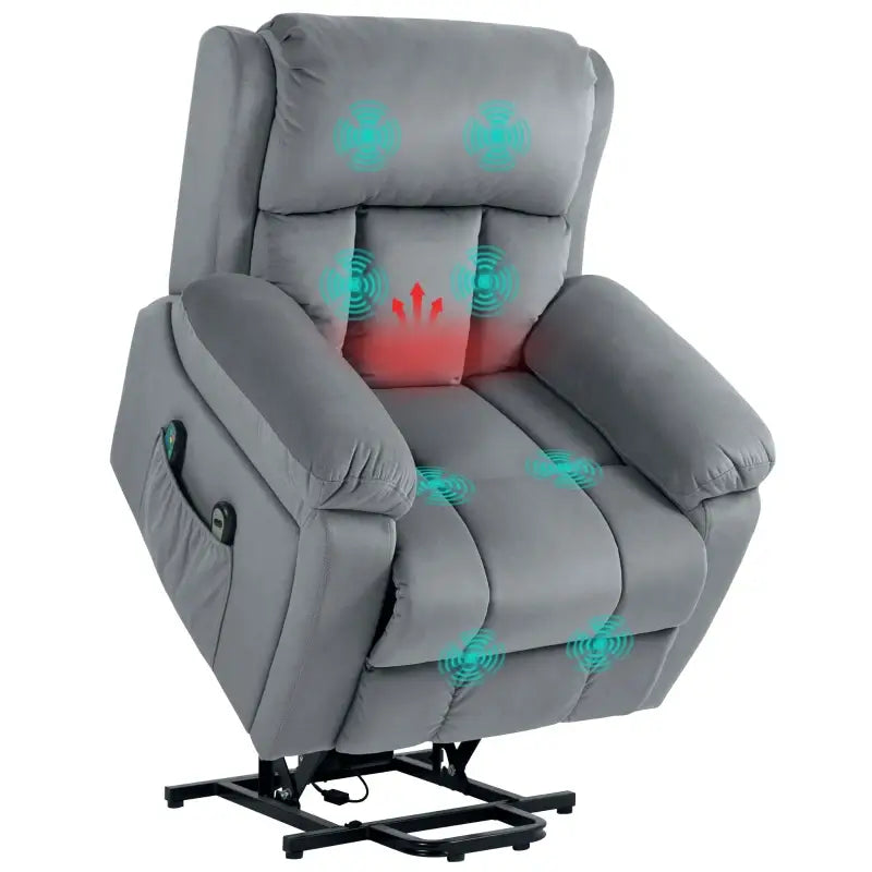 HOMCOM Eight-Point Massage Lift Chair, with Remote - Grey