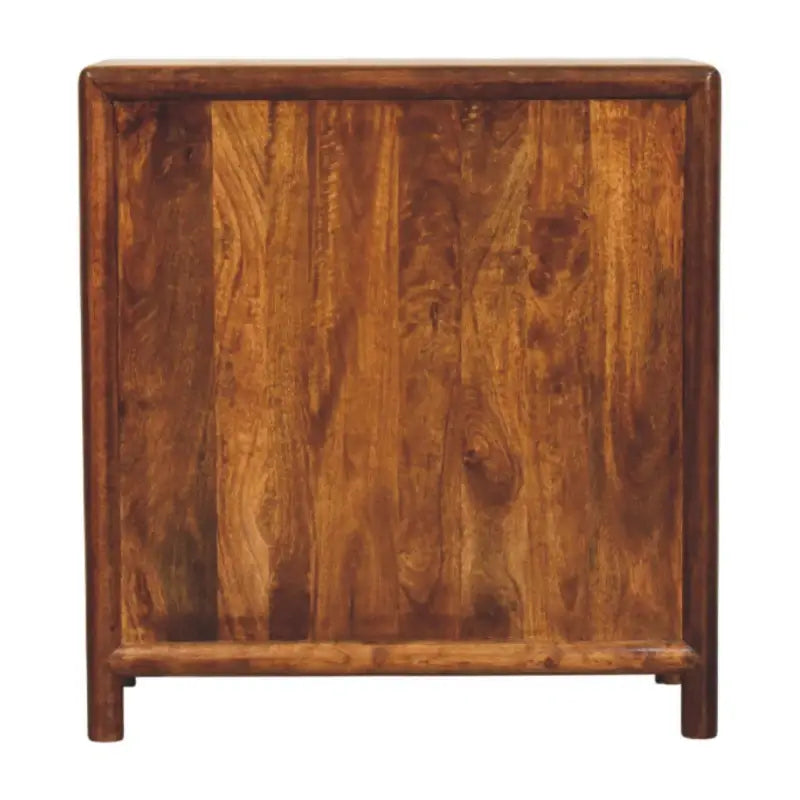 Solid Wood Regency 3-Drawer Chest with Generous Organisation and Elegant Circular Silhouette, Table for Living Room, 35L x 75W x 80H cm, Brown