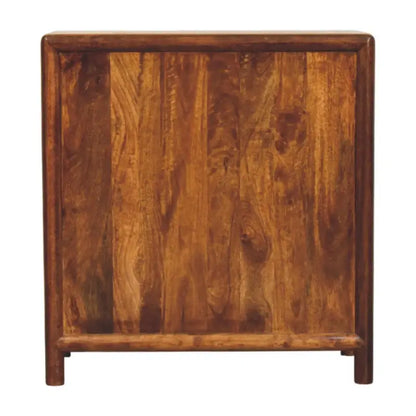 Solid Wood Regency 3-Drawer Chest with Generous Organisation and Elegant Circular Silhouette, Table for Living Room, 35L x 75W x 80H cm, Brown