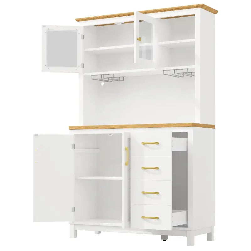 Stylish Sideboard with App-Controlled Built-In LED Light Strip, Practical Cabinet for Kitchen & Living Area, 105.5L x 40W x 180H cm, White