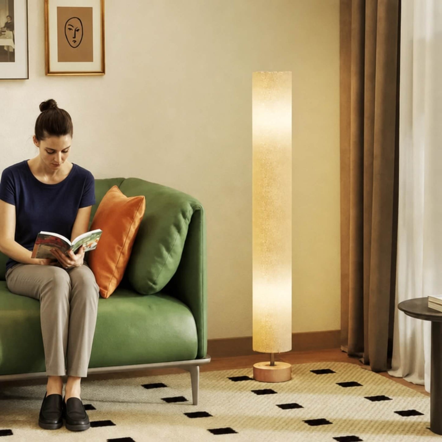 HOMCOM LED Floor Lamp for Living Room, 120cm Modern Standing Lamp with 3000K/4500K/6500K Colour Temperatures, Linen Shade and Wooden Base, Grey
