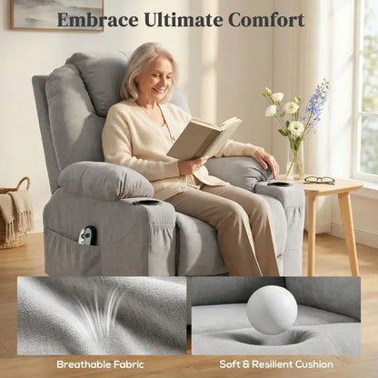 HOMCOM Massage Power Lift Recliner Chair with Pocket Spring, Electric Lift Chair with Wide Backrest, Light Grey
