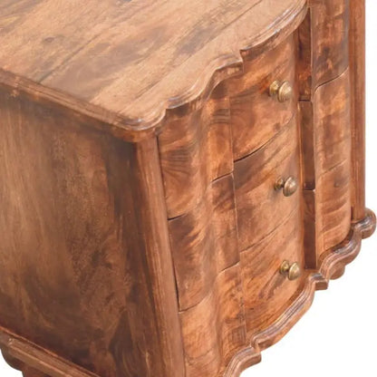 Solid Mango Wood Chest of Drawers with 3 Spacious Drawers and Turned Legs, Bedside Cabinet for Living Room, 40L x 85W x 83H cm, Brown