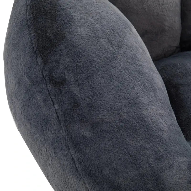 Shell-Shaped Bean Bag Chair with High-Rebound Memory Foam Filling, Ergonomic Floor Lounger with Faux Fur Removable Cover, 100L x 90W x 57H cm, Black