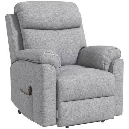 HOMCOM Power Lift Recliner Chair, Electric Lift Chair for Elderly, Overstuffed Linen Fabric Riser and Reclining Armchair with Remote Control, Side Pockets, for Living Room, Grey