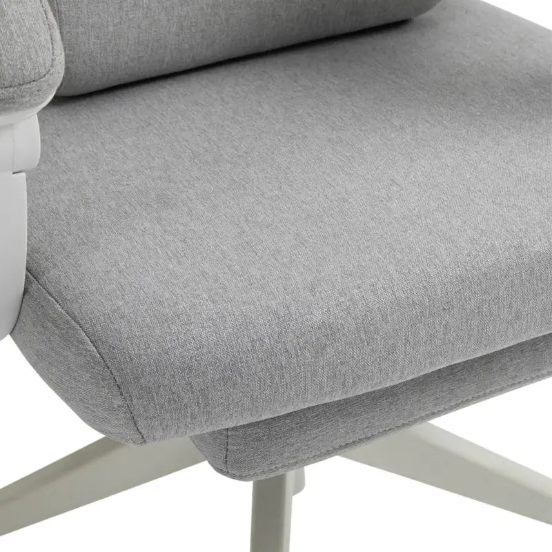 Vinsetto Office Chair, High Back Fabric Work Chair with 160° Reclining Backrest, Retractable Footrest, Neck and Lumbar Pillow, Light Grey