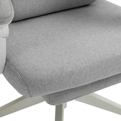 Vinsetto Office Chair, High Back Fabric Work Chair with 160° Reclining Backrest, Retractable Footrest, Neck and Lumbar Pillow, Light Grey