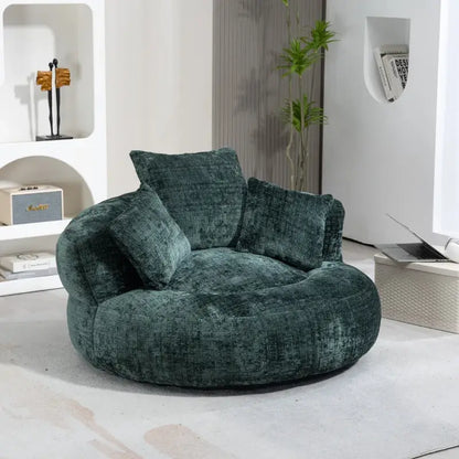 Lazy Sofa Bean Bag Chair with Memory Foam Filling, High Back and Three Pillows, Indoor and Outdoor Use, 108L x 108W x 52H cm, Green