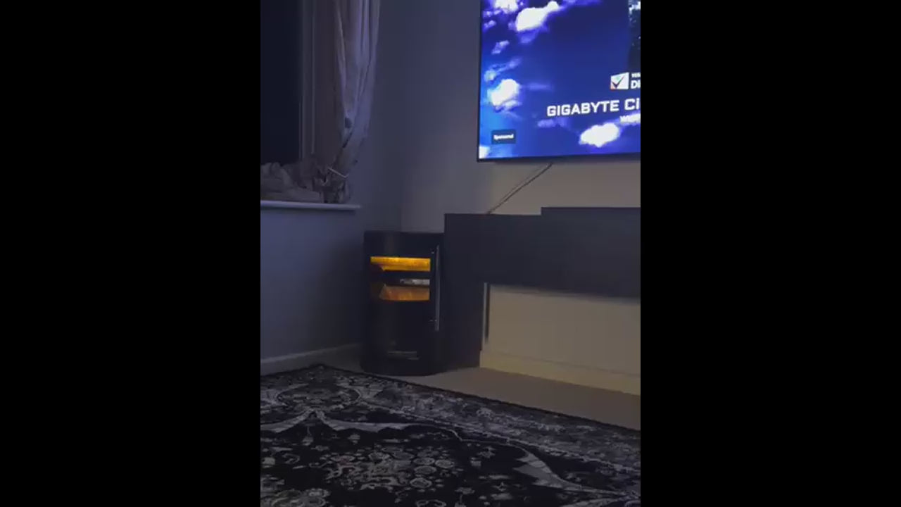 HOMCOM 1000W/2000W Freestanding Electric Fireplace, Indoor Heater Fire Stove with Log Burner Effect Flame, Thermostat Control