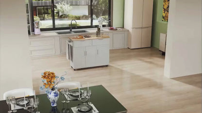 HOMCOM Kitchen Island Utility Cart, with 2 Storage Drawers & Cabinets for Dining Room, White