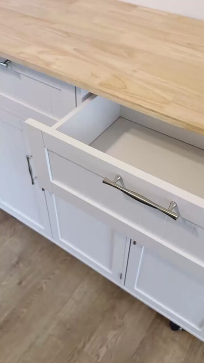 HOMCOM Kitchen Island Utility Cart, with 2 Storage Drawers & Cabinets for Dining Room, White