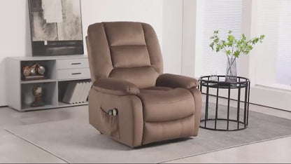 HOMCOM Velvet-Feel Electric Lift-and-Recline Massage Armchair, with Remote - Brown