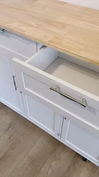 HOMCOM Kitchen Island Utility Cart, with 2 Storage Drawers & Cabinets for Dining Room, White