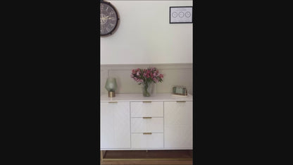 HOMCOM Sideboard with 3 Drawers and Adjustable Shelves for Living Room - Grey