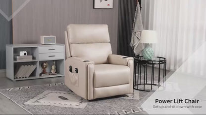 HOMCOM Electric Riser and Recliner Chair, with Massage and Heat - Beige