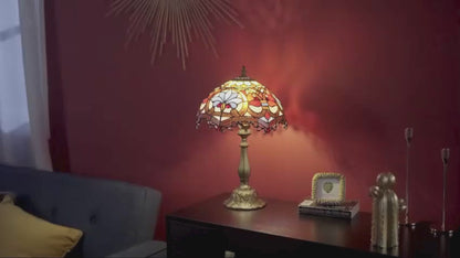 HOMCOM Tiffany Lamp, Stained Glass Table Lamp, Handcrafted Artisan Collectible, Suitable for Living Room and Bedside, Multi-Coloured, Ф25 x 45Hcm, Zinc Alloy.
