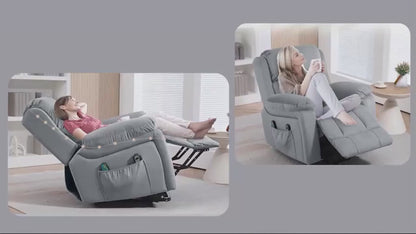 HOMCOM Eight-Point Massage Lift Chair, with Remote - Grey
