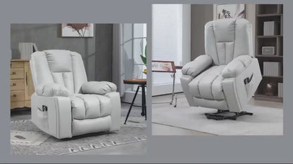 HOMCOM Leathaire Eight Massage Point Armchair, with Reclining Back - Light Grey