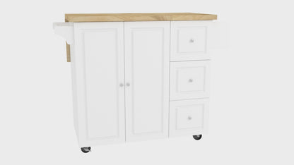 HOMCOM Kitchen Island on Wheels, Rolling Kitchen Storage Trolley with Drop Leaf, Drawers, Towel and Spice Rack, Grey