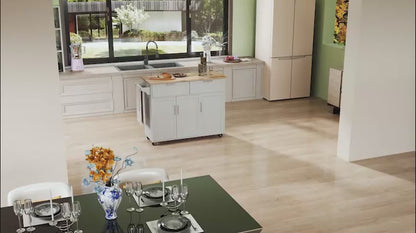 HOMCOM Kitchen Island Utility Cart, with 2 Storage Drawers & Cabinets for Dining Room, White