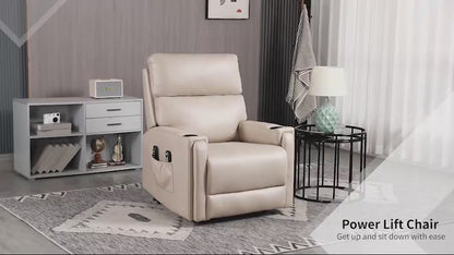 HOMCOM Electric Riser and Recliner Chair, with Massage and Heat - Beige