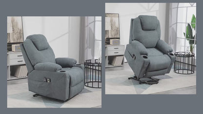 HOMCOM  Massage Power Lift Recliner Chair with Pocket Spring, Electric Lift Chair with Wide Backrest, Grey