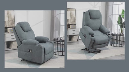 HOMCOM  Massage Power Lift Recliner Chair with Pocket Spring, Electric Lift Chair with Wide Backrest, Grey