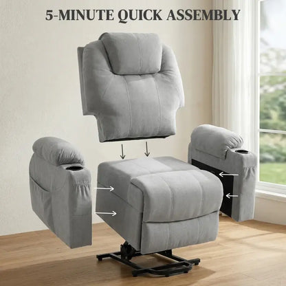 HOMCOM Massage Power Lift Recliner Chair with Pocket Spring, Electric Lift Chair with Wide Backrest, Light Grey