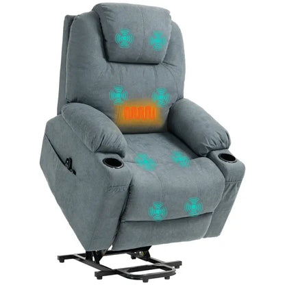 HOMCOM  Massage Power Lift Recliner Chair with Pocket Spring, Electric Lift Chair with Wide Backrest, Grey