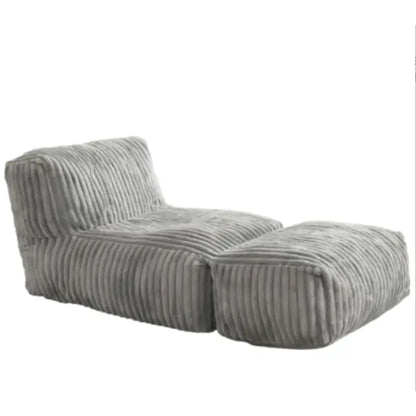 Modular Bean Bag Sofa with Ottoman and Removable Machine-Washable Cover, Couch with High-Density Foam, 160L x 80W x 66H cm, Light Gray