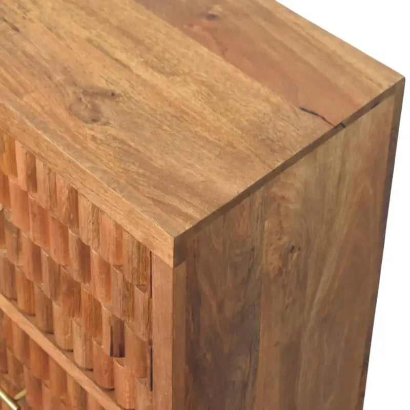 Solid Wood Bedside Cabinet with Eco-friendly Mango Wood, Bedside Table with 3 Drawers for Generous Storage, 35L x 83W x 87H cm, Brown