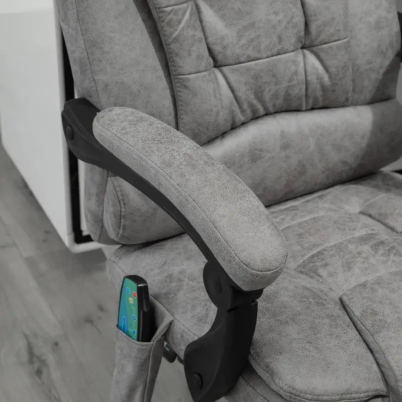 Vinsetto Heated 6 Points Vibration Massage Executive Office Chair, Adjustable Swivel Ergonomic High Back Desk Chair Recliner with Footrest, Grey