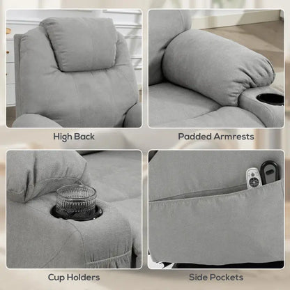 HOMCOM Massage Power Lift Recliner Chair with Pocket Spring, Electric Lift Chair with Wide Backrest, Light Grey
