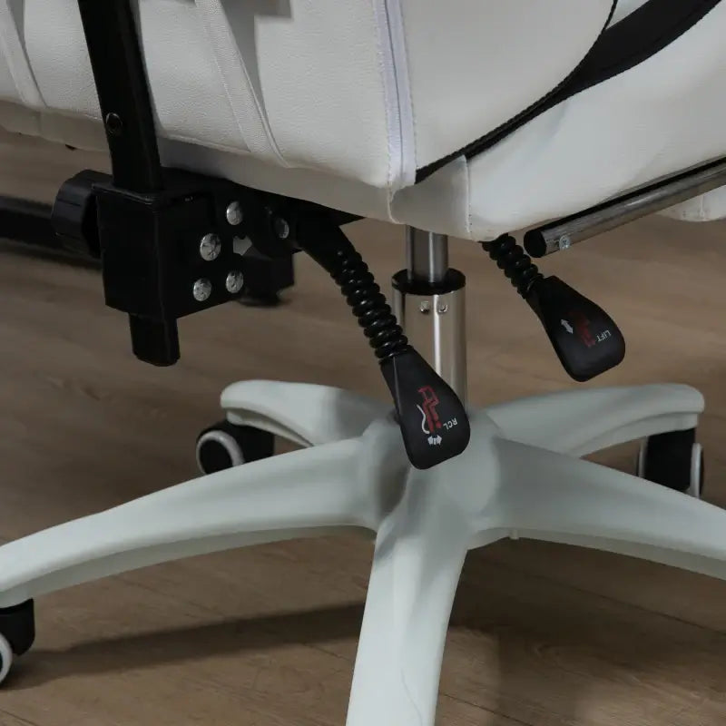 Vinsetto Gaming Chair, Computer Gamer Chair with Reclining High Back, Headrest, Lumbar Support, Footrest, Swivel Wheels, PU Leather, Adjustable Height for Home, White and Black
