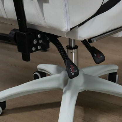 Vinsetto Gaming Chair, Computer Gamer Chair with Reclining High Back, Headrest, Lumbar Support, Footrest, Swivel Wheels, PU Leather, Adjustable Height for Home, White and Black