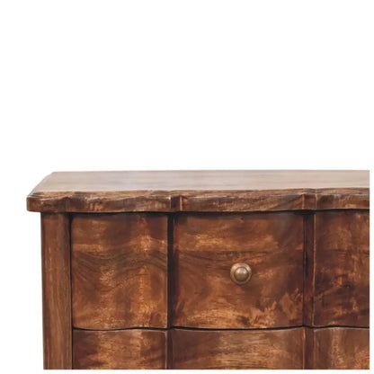 Solid Mango Wood Chest of Drawers with 3 Spacious Drawers and Turned Legs, Bedside Cabinet for Living Room, 40L x 85W x 83H cm, Brown