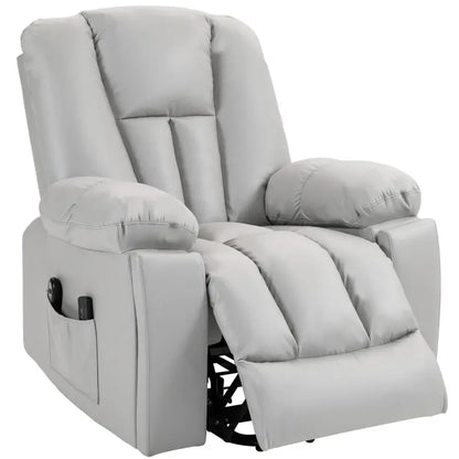 HOMCOM Leathaire Eight Massage Point Armchair, with Reclining Back - Light Grey